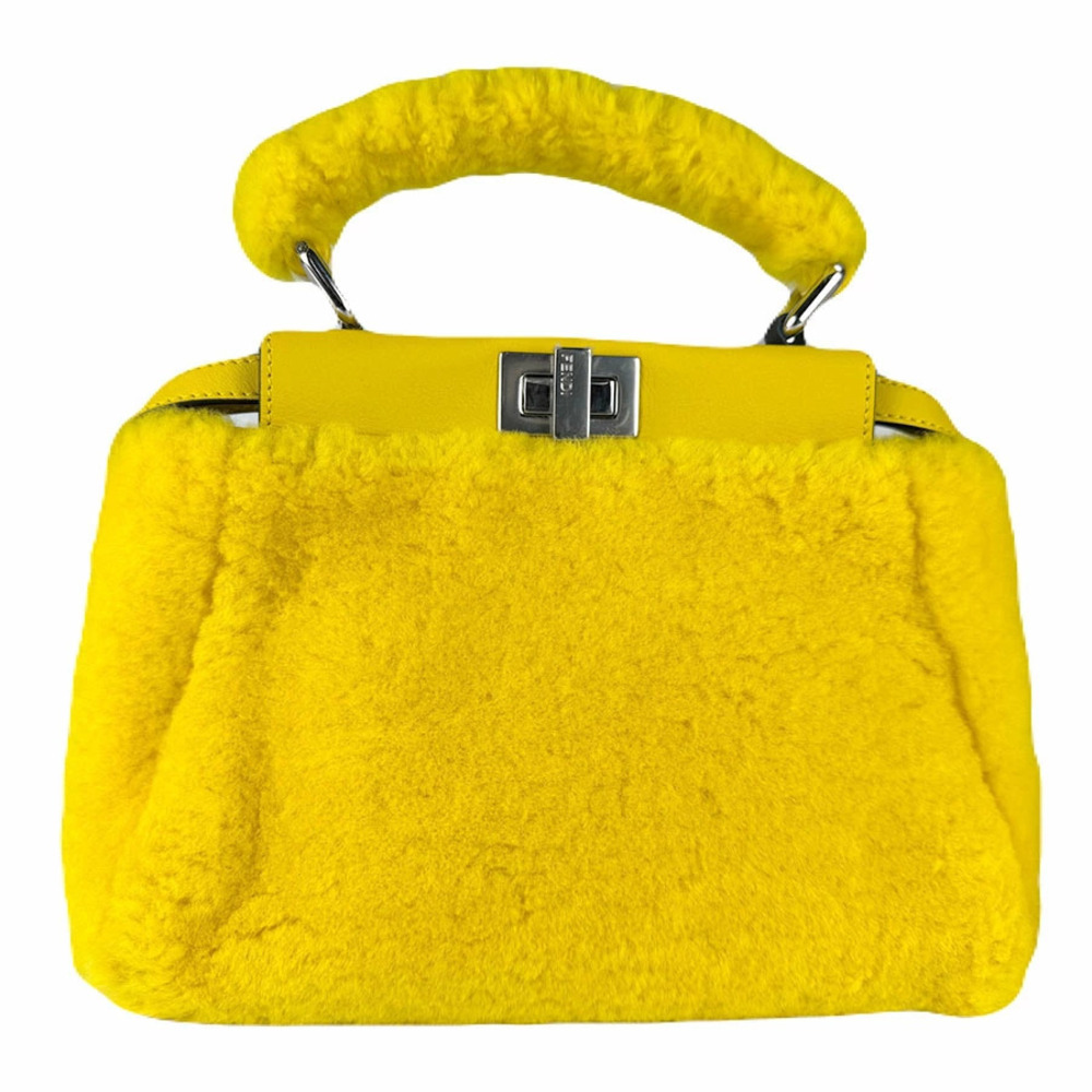 Fendi Peekaboo Fur 2way Shoulder Bag Yellow
